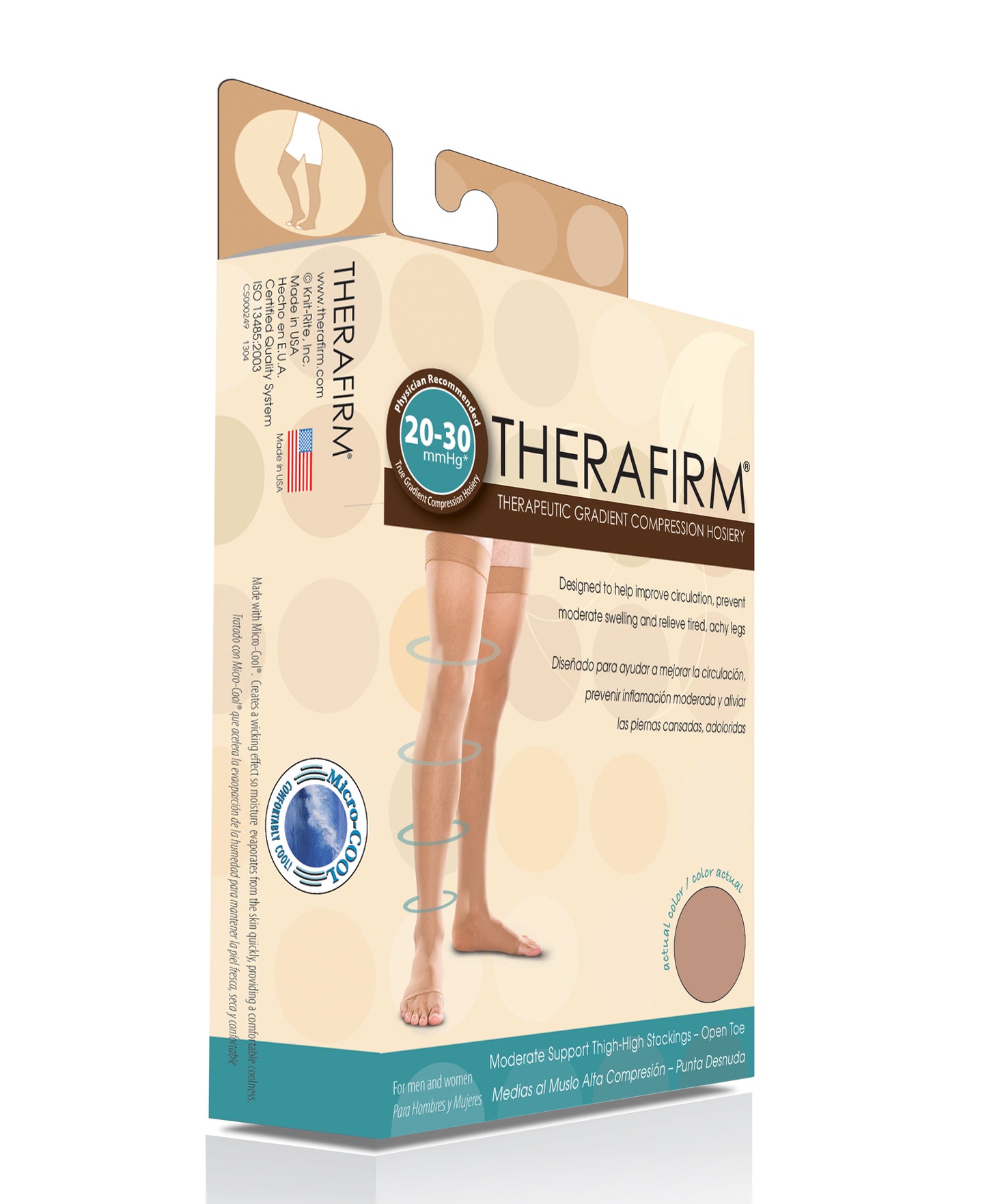Therafirm Unisex Thigh-High Stockings Open Toe Moderate Support 20-30mmHg