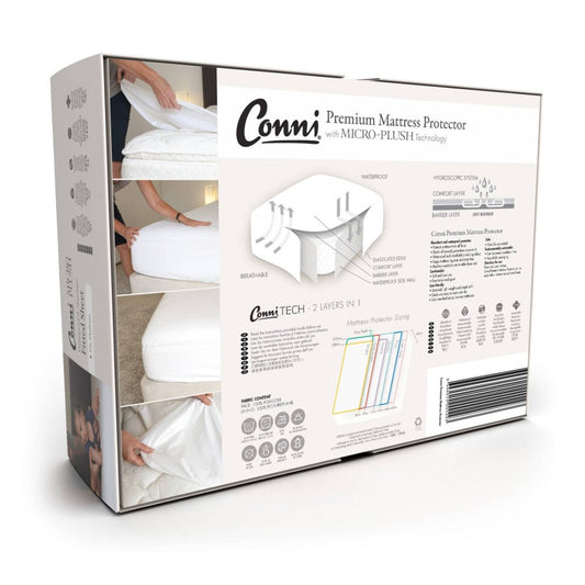 Conni Micro-Plush - Super King Waterproof Fitted Sheet - White